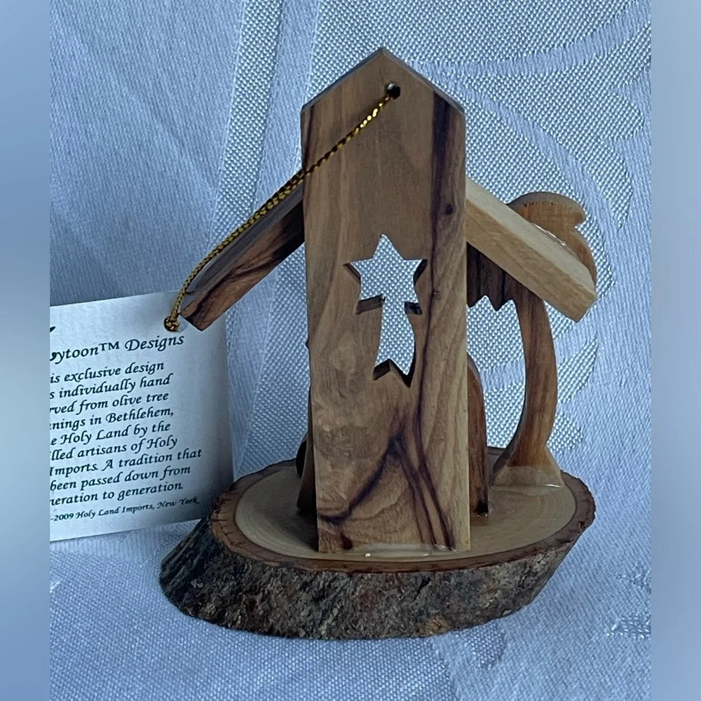 Hand Carved Olive Wood Nativity Ornament Holy Family Crèche Bethlehem Made